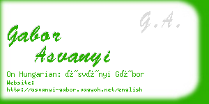 gabor asvanyi business card